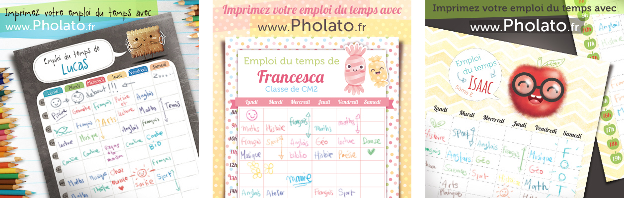Planning de la semaine pour les enfants, à imprimer gratuitement. En partenariat avec le site Pholato.fr.