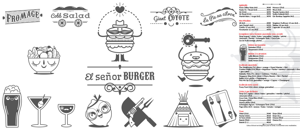 Création d'illustrations et mise en page du menu.